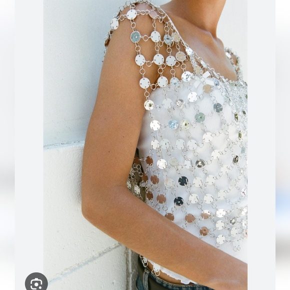 ZARA JEWEL CROP TOP SIZE M - Picture 6 of 10